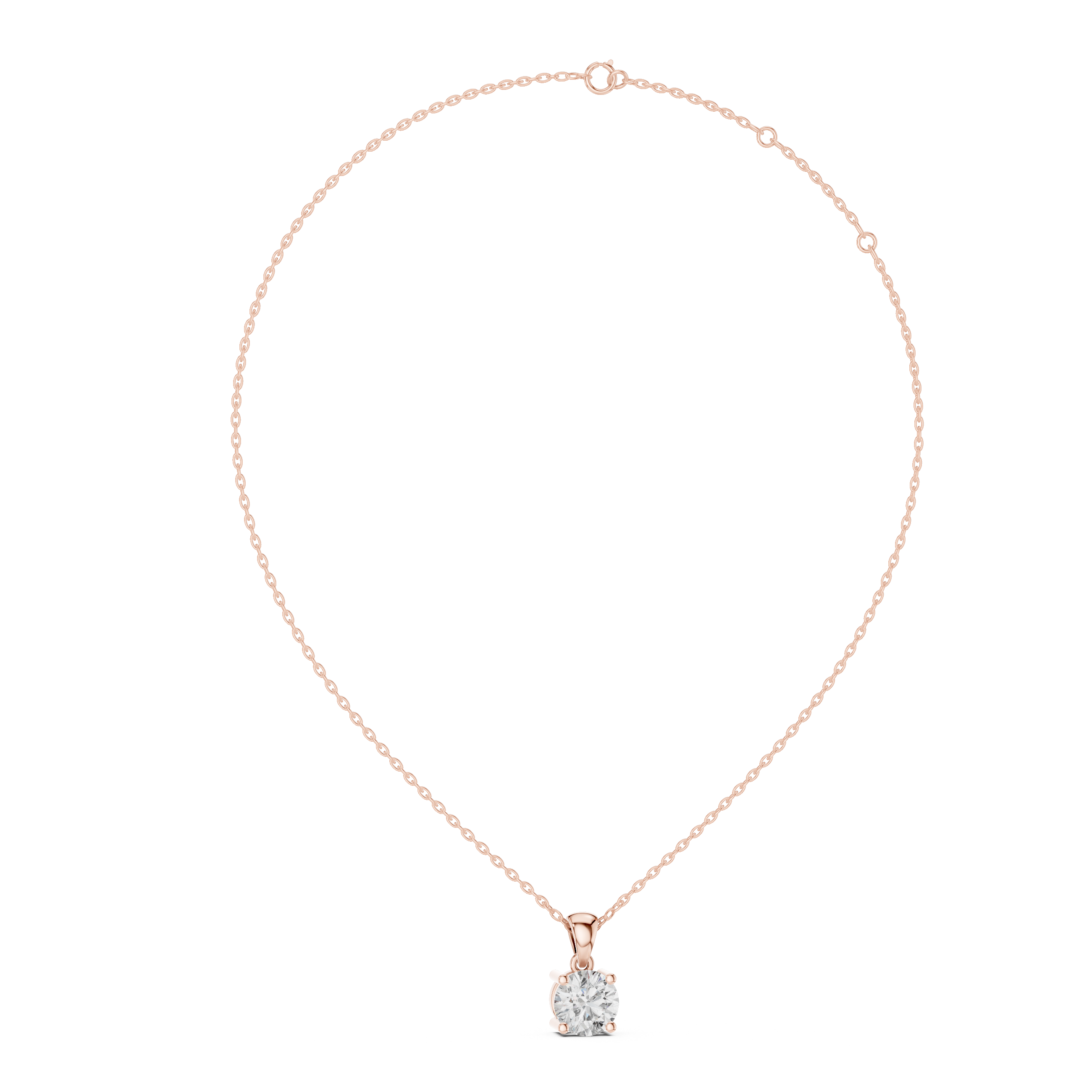 1 Ct Lab Grown Diamond Solitaire Pendant in Rose Gold