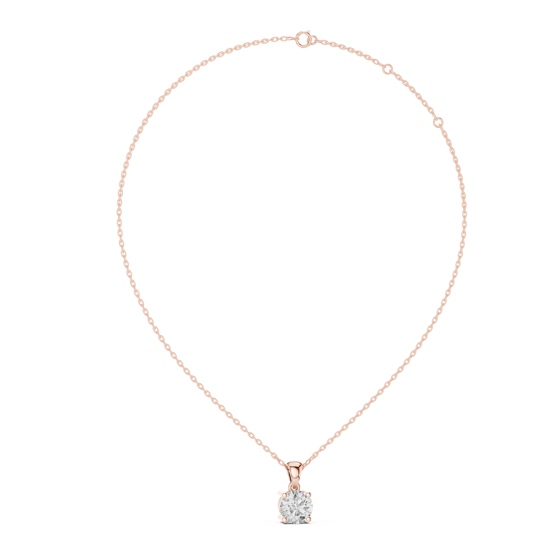 1 Ct Lab Grown Diamond Solitaire Pendant in Rose Gold