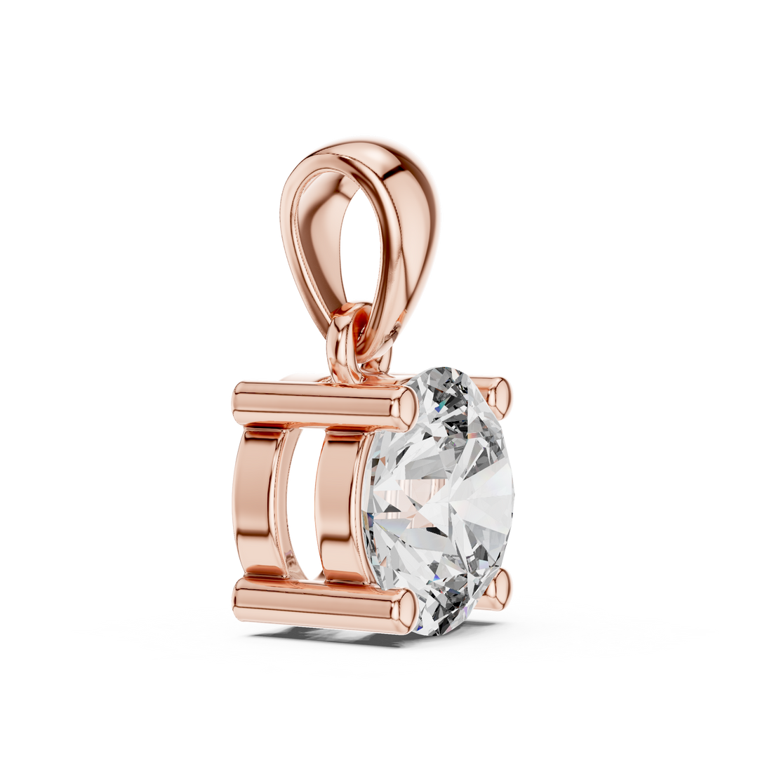 1 Ct Lab Grown Diamond Solitaire Pendant in Rose Gold