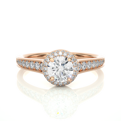 14K rose gold ring with 0.93ct natural diamond