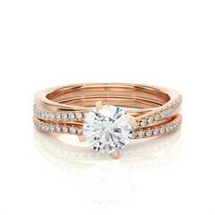 14K rose gold ring with 0.72ct natural diamond