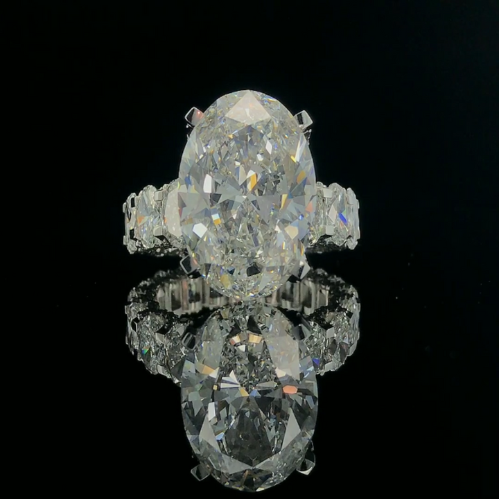 Luxurious 15.98 Ct Oval Shape Diamond Ring in 14K White Gold