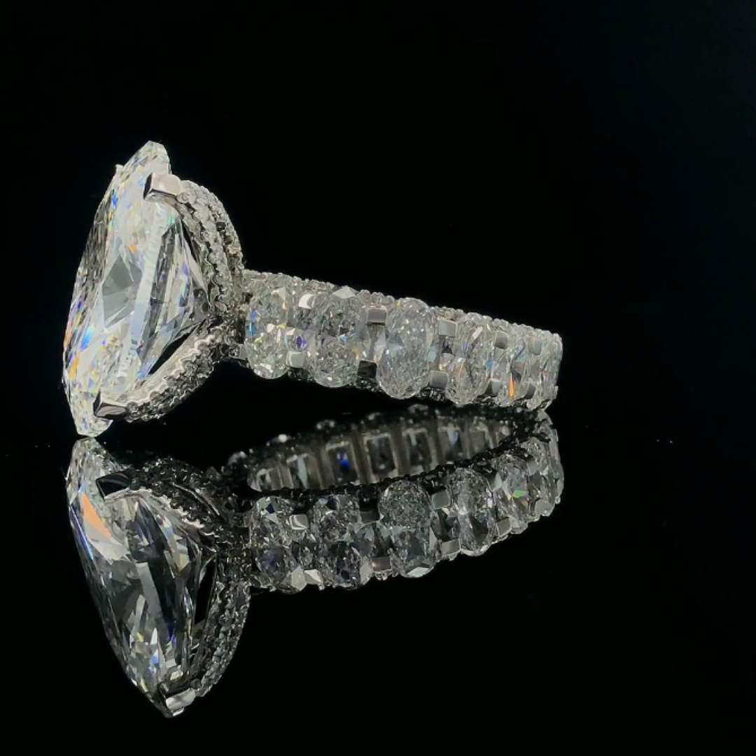 Luxurious 15.98 Ct Oval Shape Diamond Ring in 14K White Gold