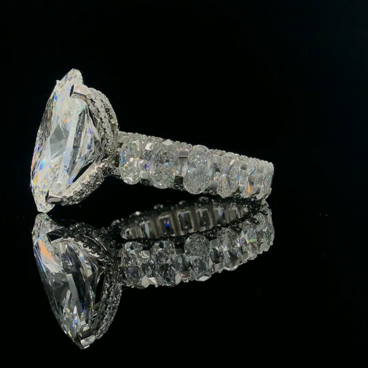 Luxurious 15.98 Ct Oval Shape Diamond Ring in 14K White Gold