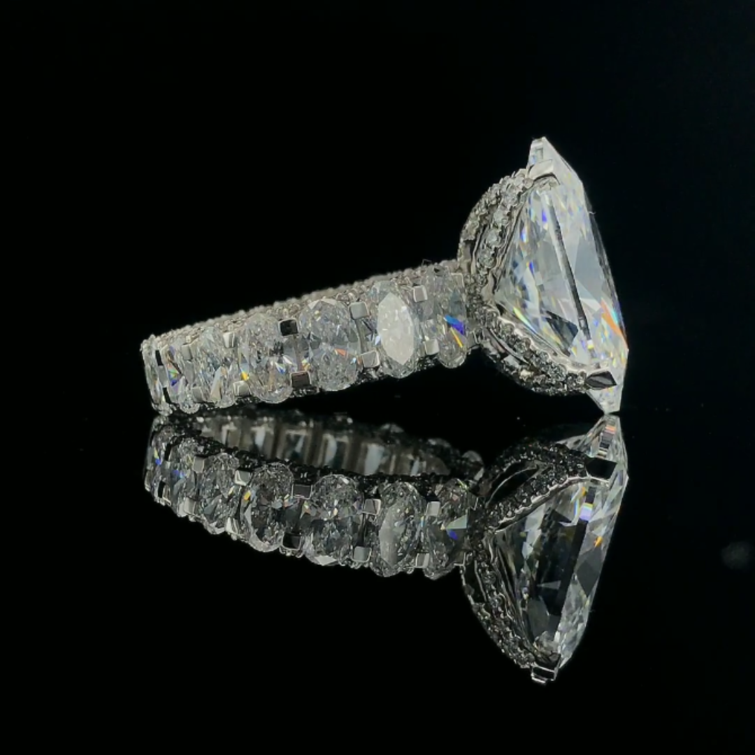 Luxurious 15.98 Ct Oval Shape Diamond Ring in 14K White Gold
