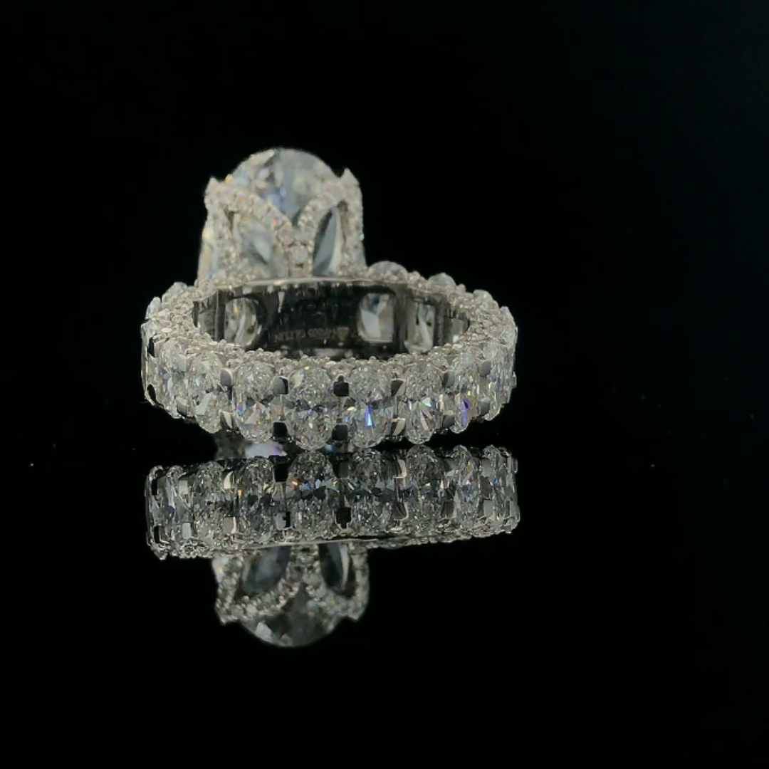 Luxurious 15.98 Ct Oval Shape Diamond Ring in 14K White Gold