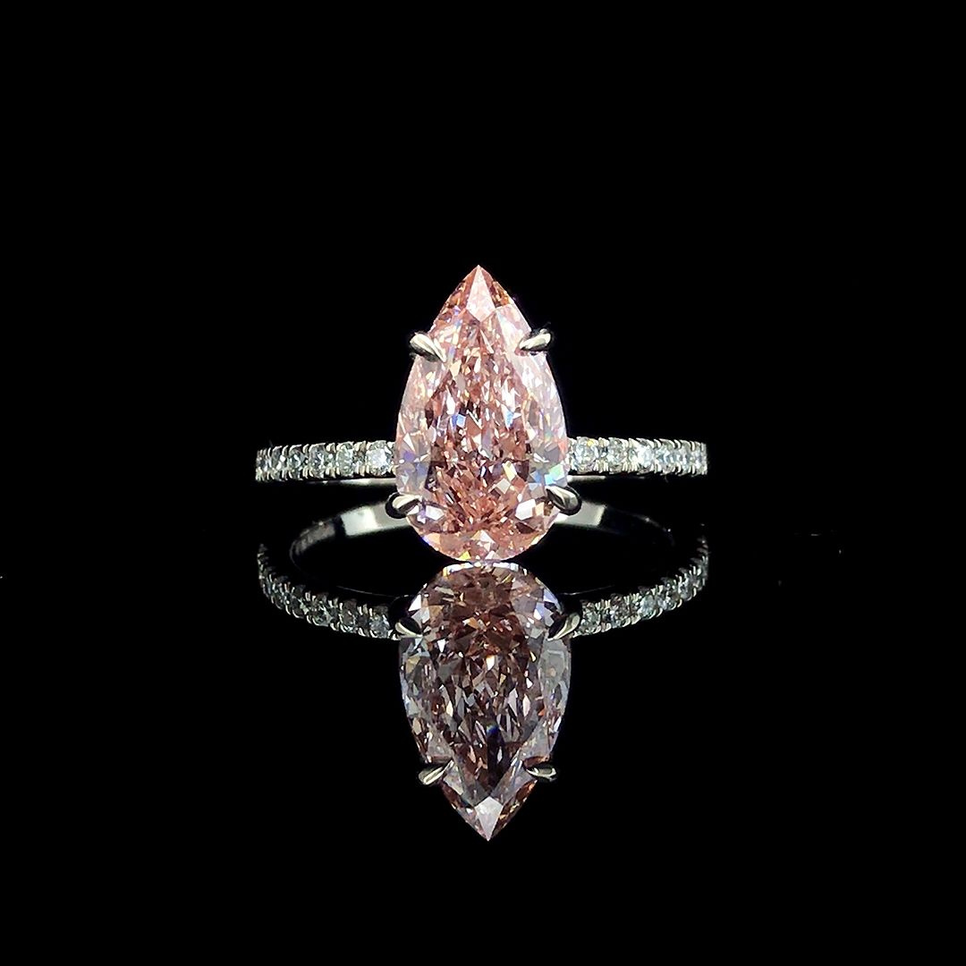 Premium 3.27 Ct Pink Lab Diamond Ring in 14K White Gold