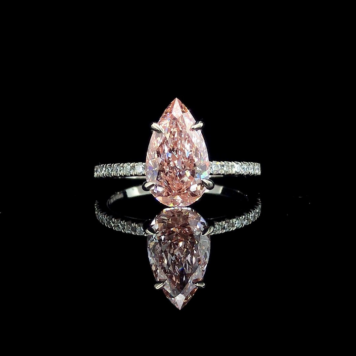 Premium 3.27 Ct Pink Lab Diamond Ring in 14K White Gold