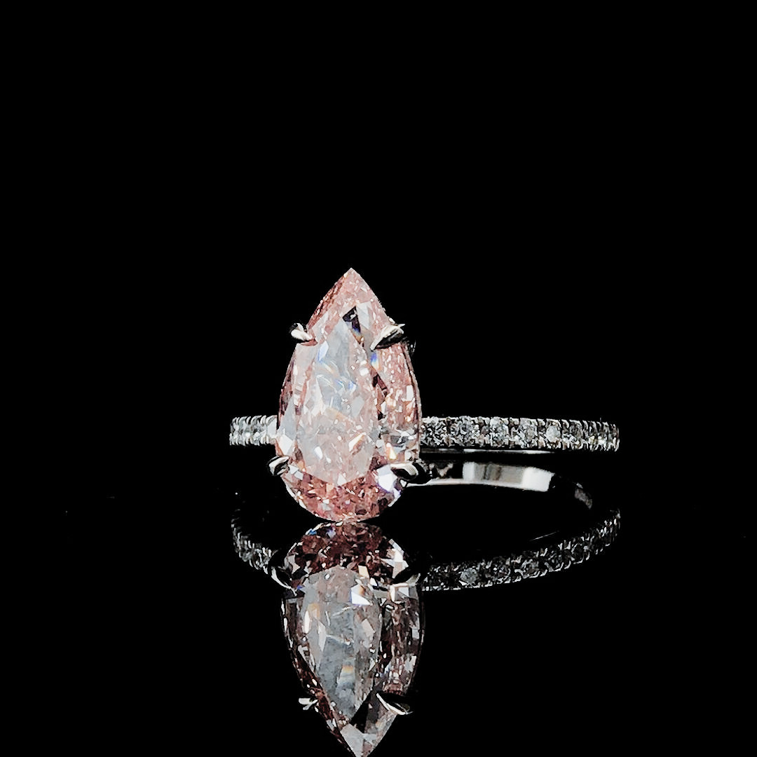 Premium 3.27 Ct Pink Lab Diamond Ring in 14K White Gold