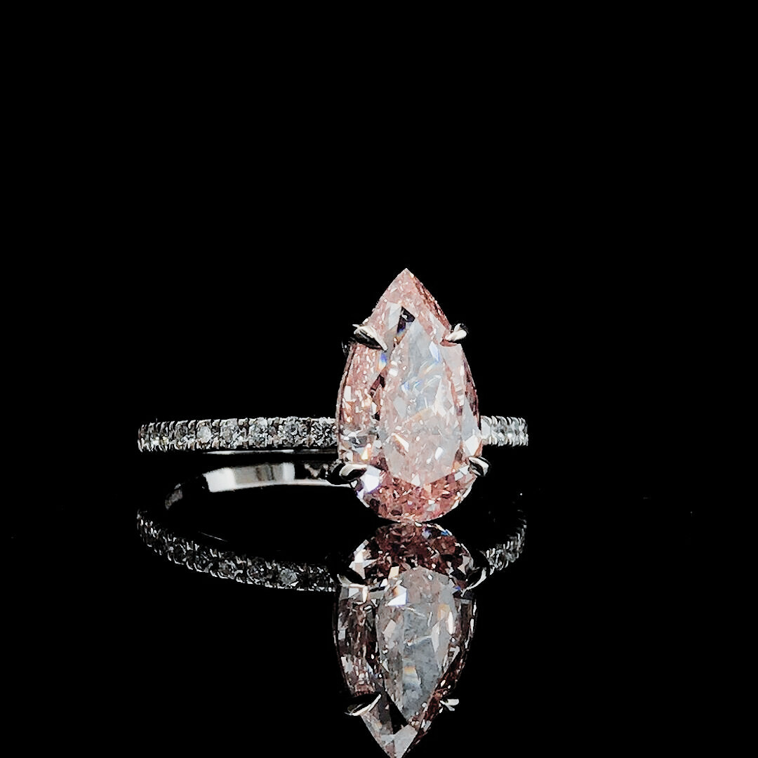 Premium 3.27 Ct Pink Lab Diamond Ring in 14K White Gold