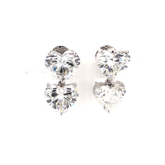 Stunning 14K White Gold Earrings with 12.18ct Heart-Shaped Lab-Grown Diamonds.