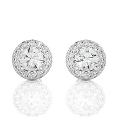 14K White Gold 1.98ct Natural Diamond Stud Earrings