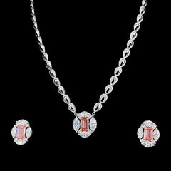 Stunning 13.55ct Pink Lab-Grown Diamond Pendant with Earrings in 14k White Gold