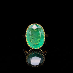 10.61ct Natural Emerald Stone Ring In 18k Yellow Gold
