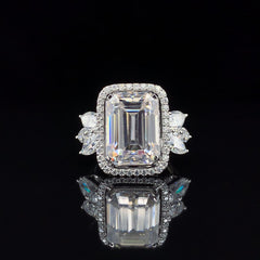 10.67ct Lab-Grown Diamond Emerald Shape Ring In 14K White Gold
