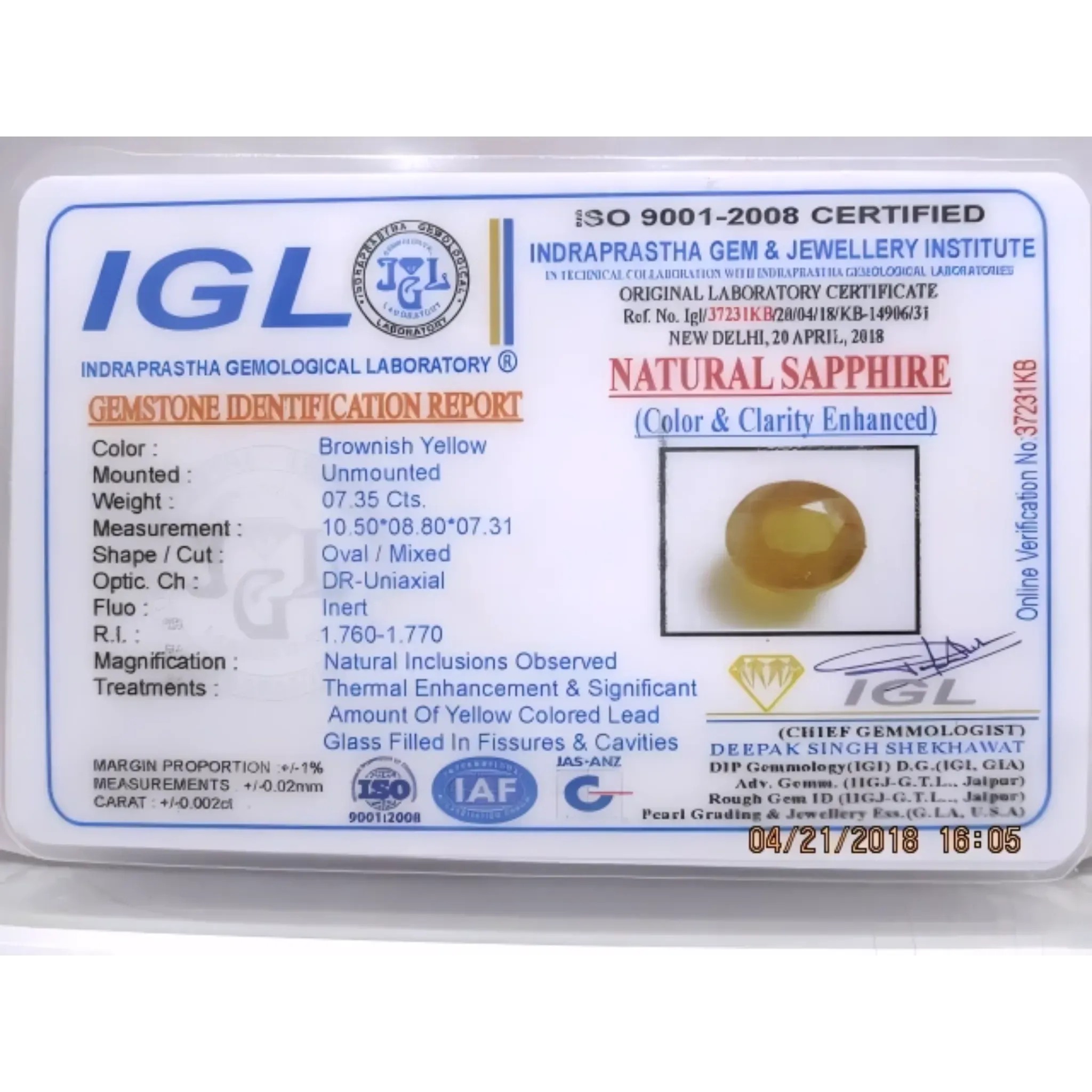 7.35ct Bangkok Natural Yellow Sapphire – Heat-Enhanced – Ideal for Jewelry