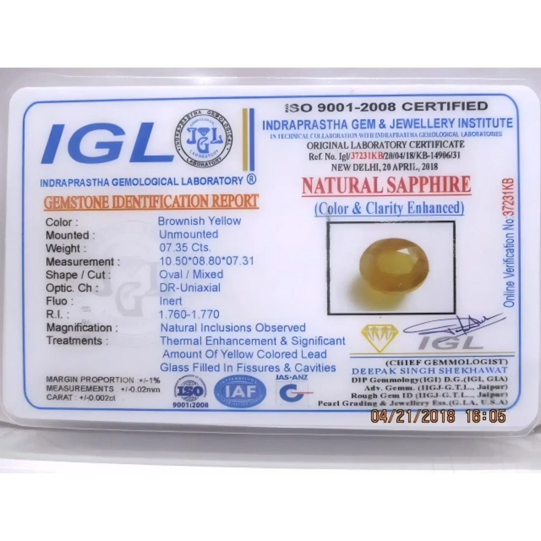 7.35ct Bangkok Natural Yellow Sapphire – Heat-Enhanced – Ideal for Jewelry