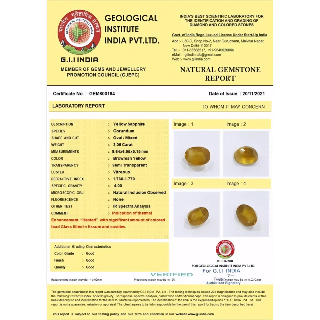 3.05ct Natural Yellow Sapphire – Heated Gemstone from Bangkok – Vivid Golden Hue