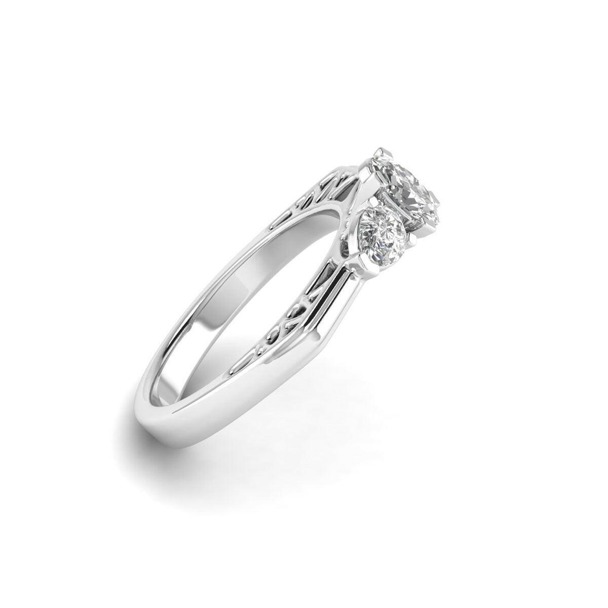 A Match Made in Heaven White Gold Ring with 0.80ct Oval & Pear Diamonds.