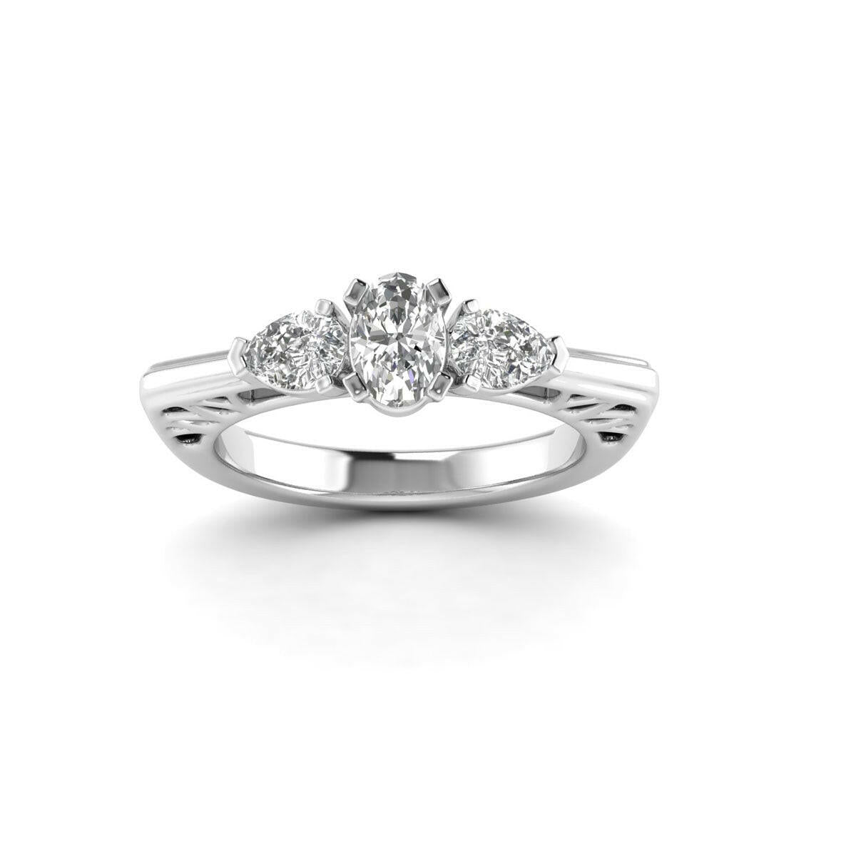 A Match Made in Heaven White Gold Ring with 0.80ct Oval & Pear Diamonds.
