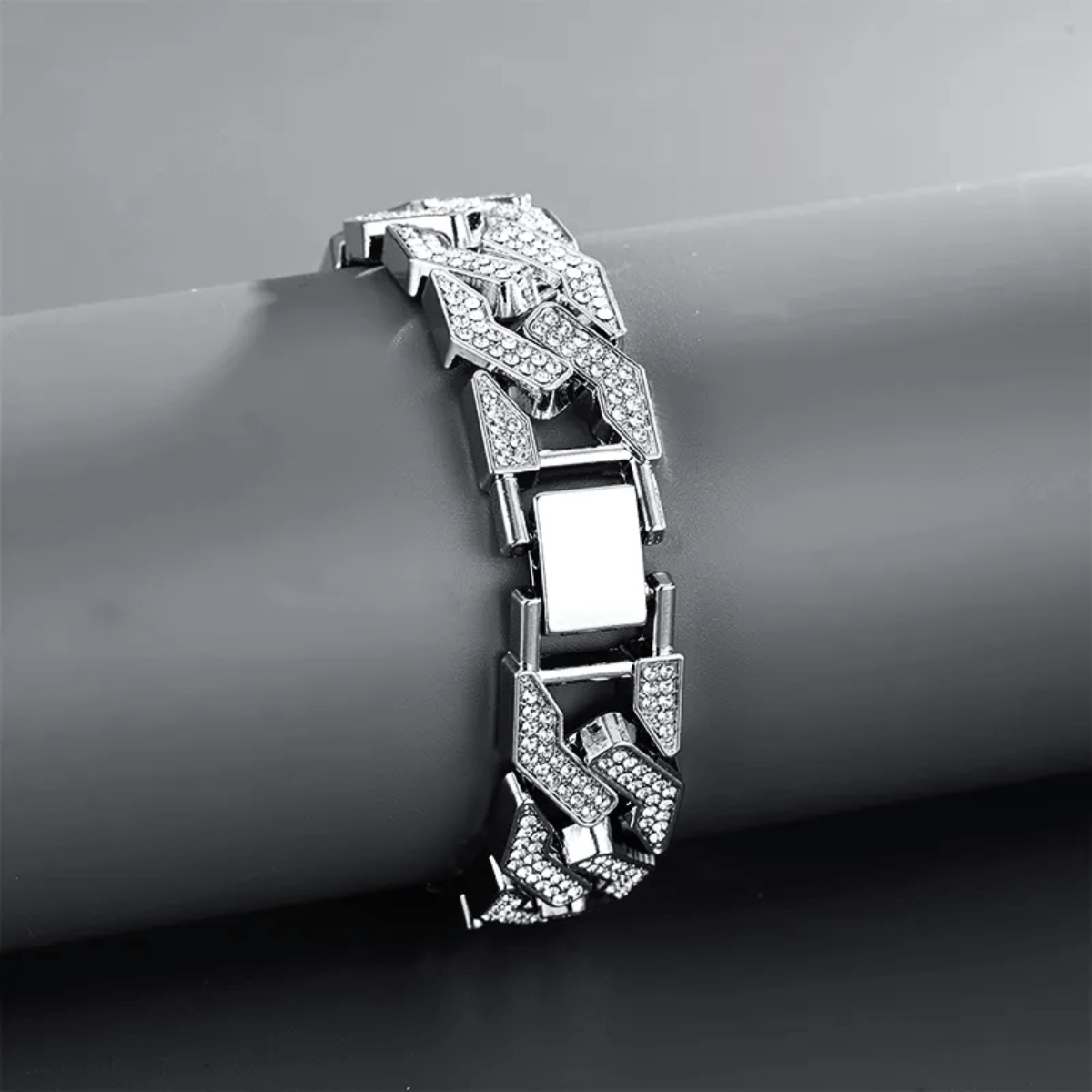 A Radiant Brilliance: 14K Gold 5ct Lab-Grown Diamond Cuban Bracelet.