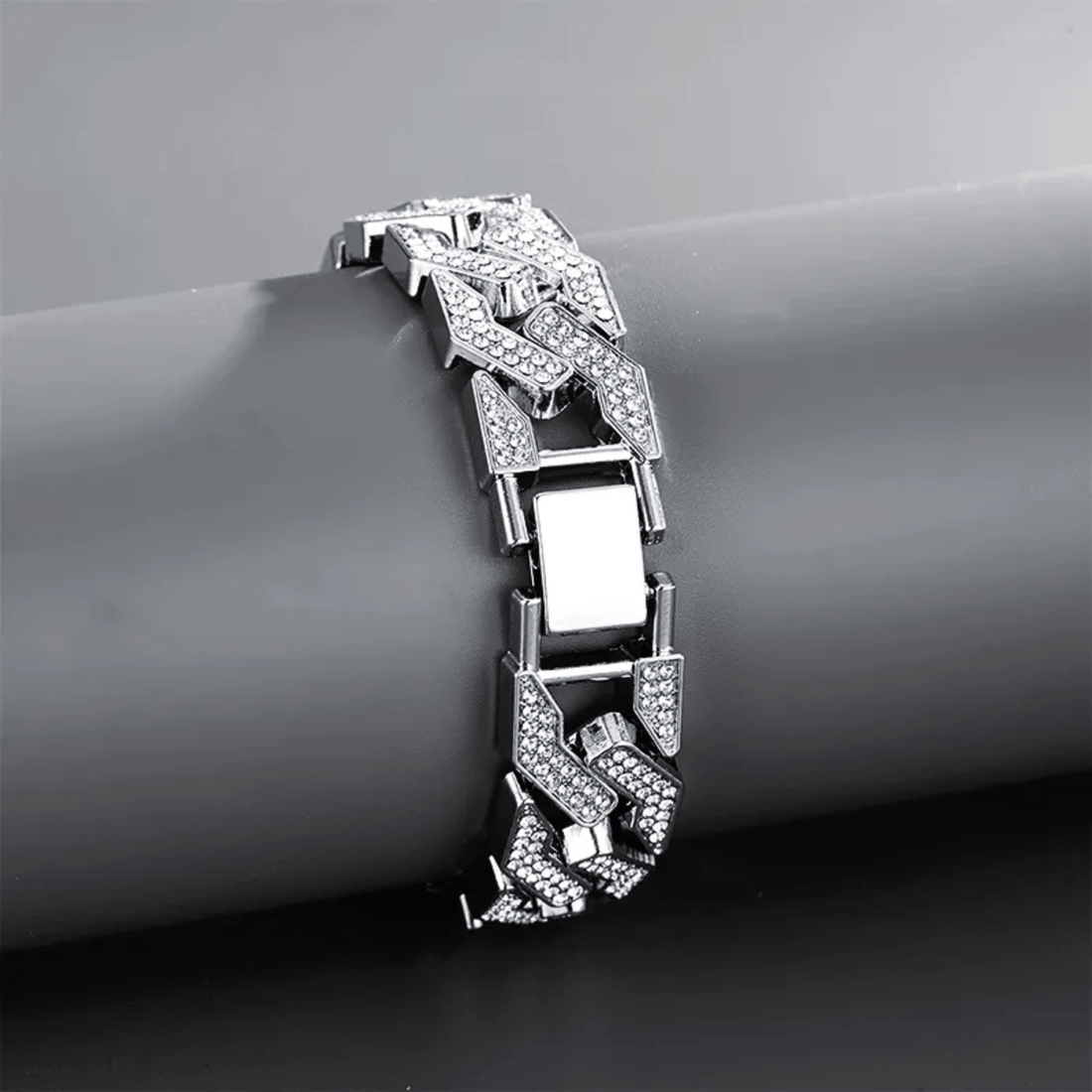 A Radiant Brilliance: 14K Gold 5ct Lab-Grown Diamond Cuban Bracelet.