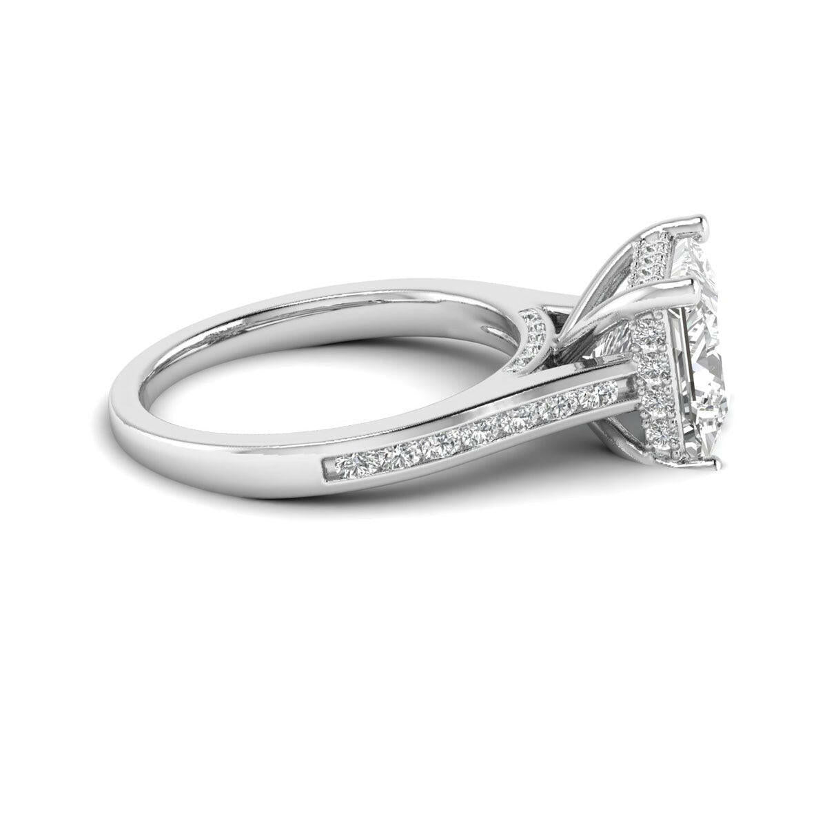 A Royal Statement 14k White Gold 2.50ct Princess Cut Diamond Ring.
