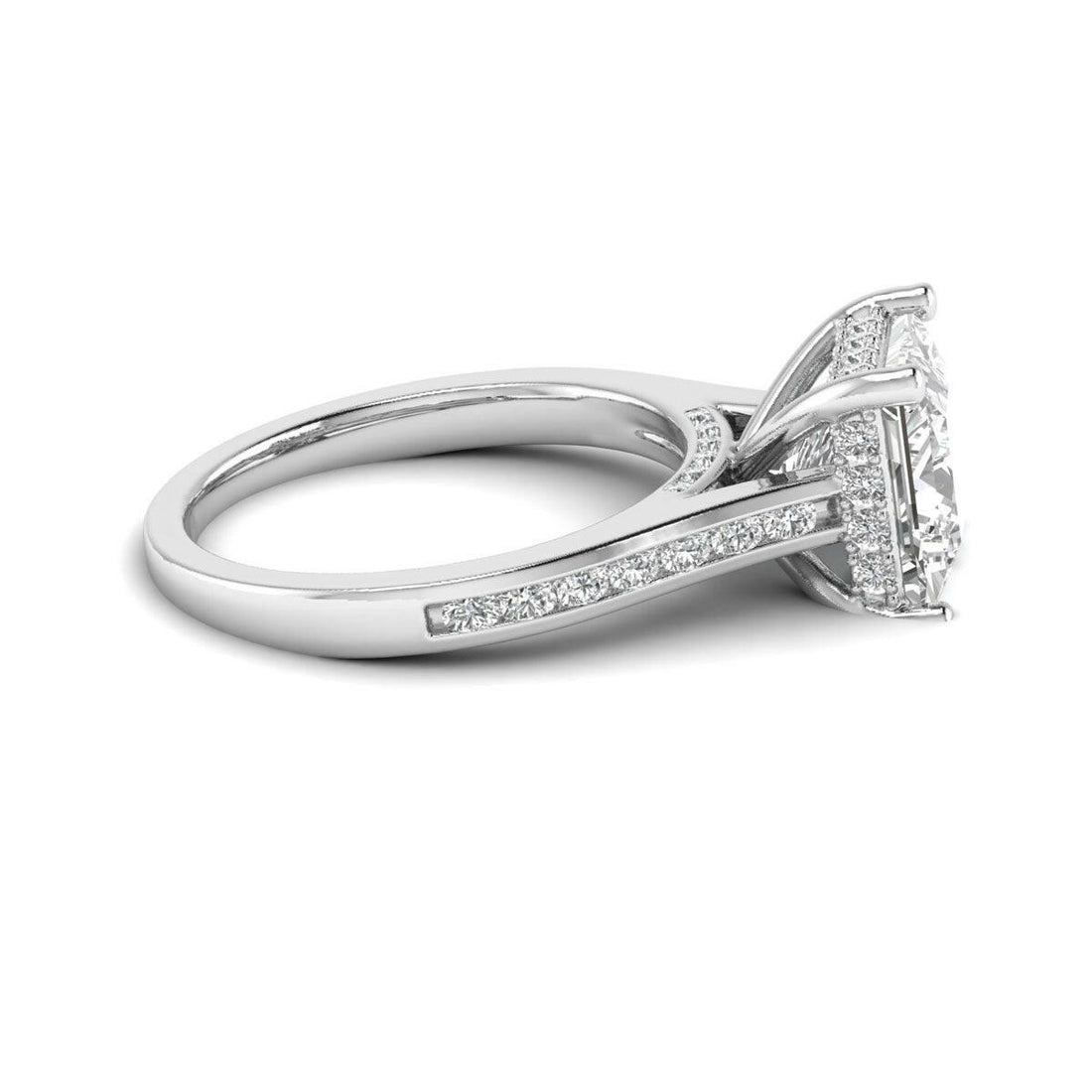 A Royal Statement 14k White Gold 2.50ct Princess Cut Diamond Ring.
