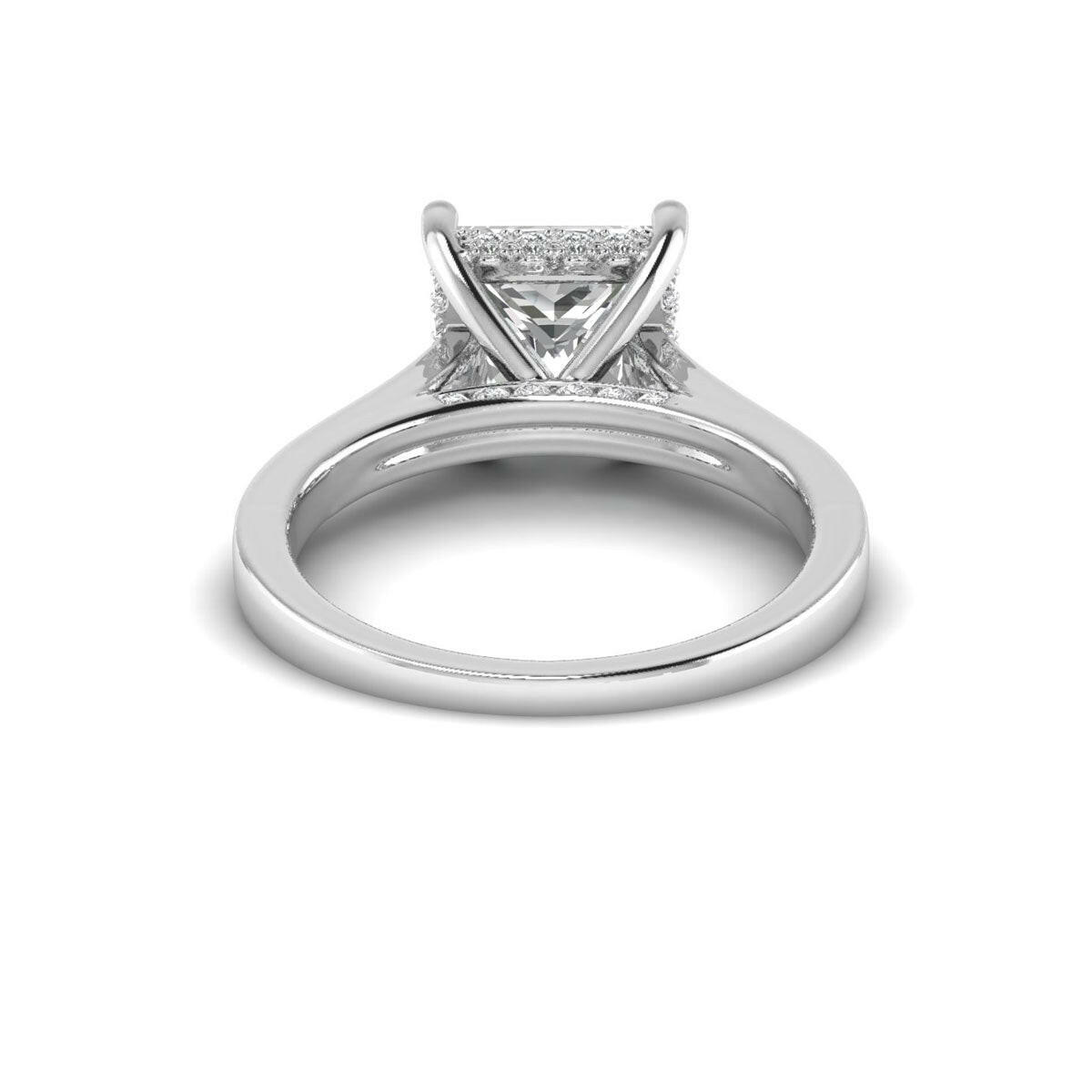 A Royal Statement 14k White Gold 2.50ct Princess Cut Diamond Ring.