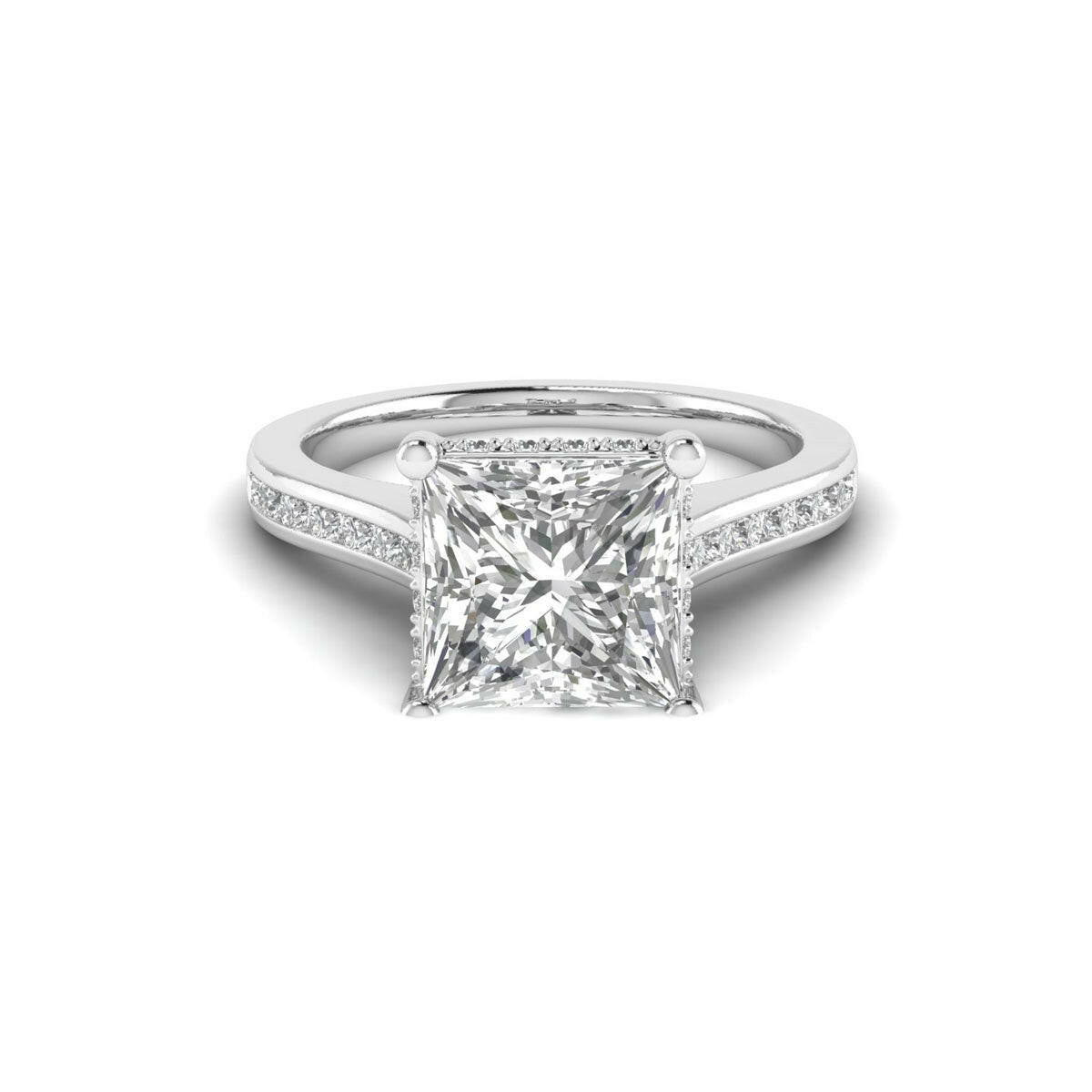 A Royal Statement 14k White Gold 2.50ct Princess Cut Diamond Ring.