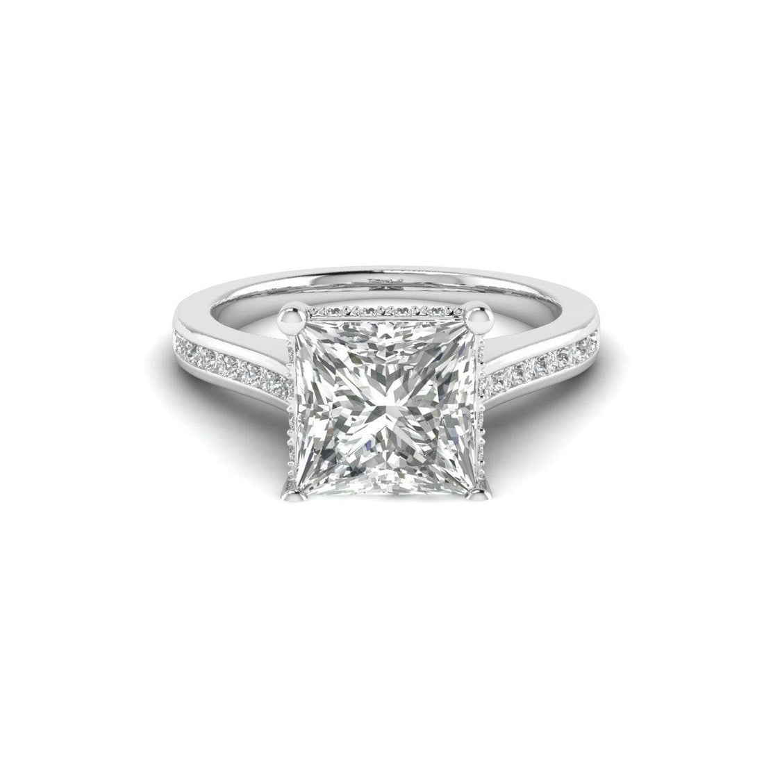 A Royal Statement 14k White Gold 2.50ct Princess Cut Diamond Ring.