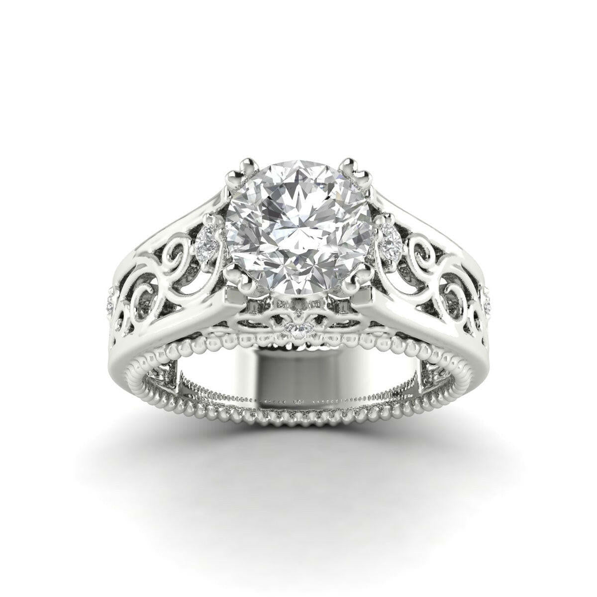 A Shining Round Cut Lab Grown Diamond Ring with 14K Gold