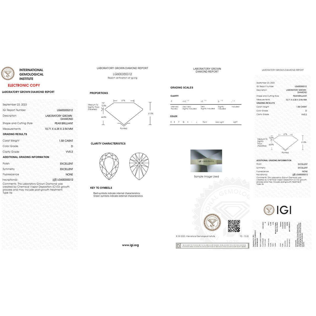 Adorn Yourself with the Astonishing 1.58 carat Pear-Shaped Lab-Created Diamond.