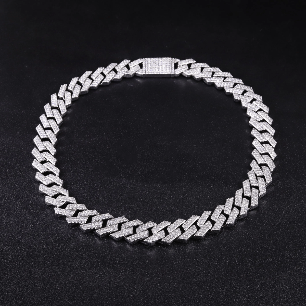 Captivating Brilliance: 14K Gold 6ct Lab-Grown Diamond Cuban Bracelet.