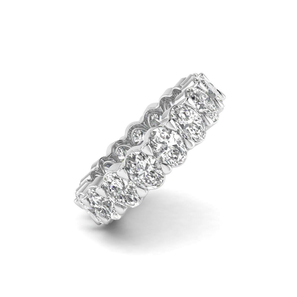 Captivating Circles 3.40ct Oval Shape Eternity Diamond Band in 14k White Gold.