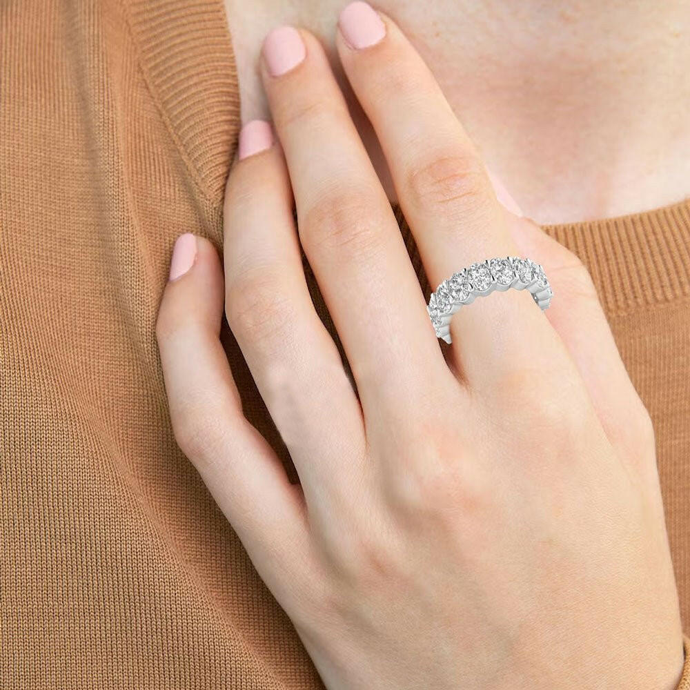 Captivating Circles 3.40ct Oval Shape Eternity Diamond Band in 14k White Gold.