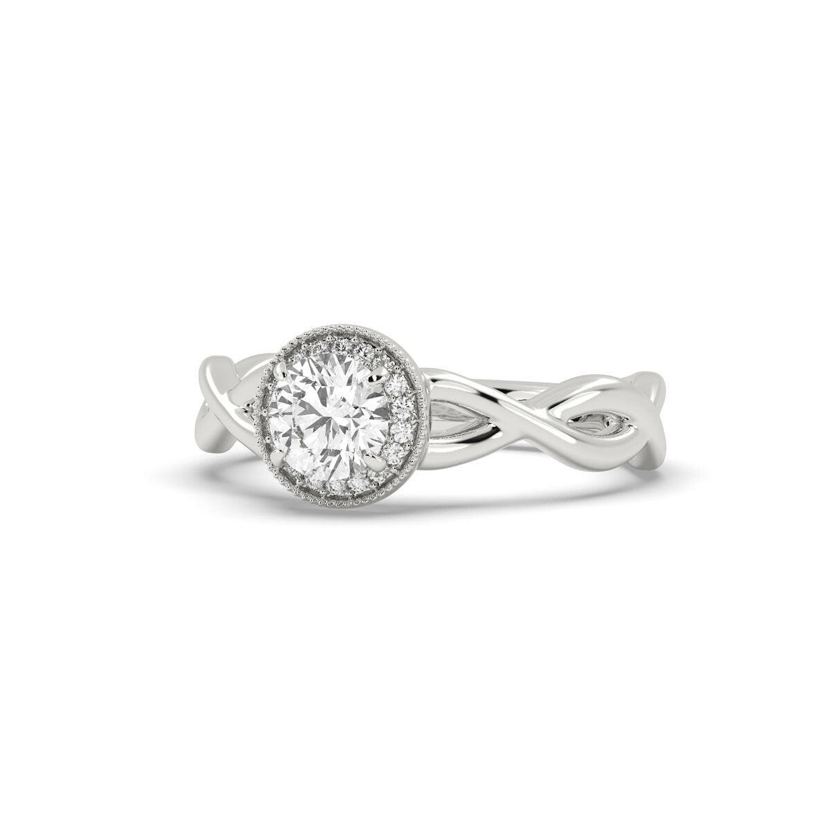Dazzling 1.00ct Brilliant Round Shape Lab Grown Diamond Ring in White Gold.