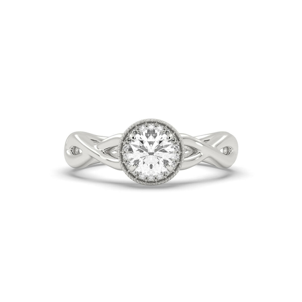 Dazzling 1.00ct Brilliant Round Shape Lab Grown Diamond Ring in White Gold.