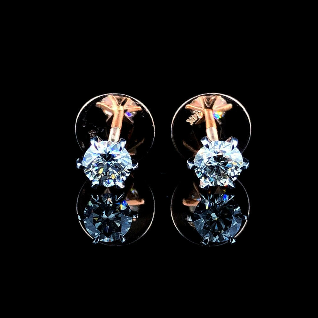 Elevate Your Elegance with 14K Gold Round Cut 1.27ct Lab-Grown Diamond Stud Earrings.