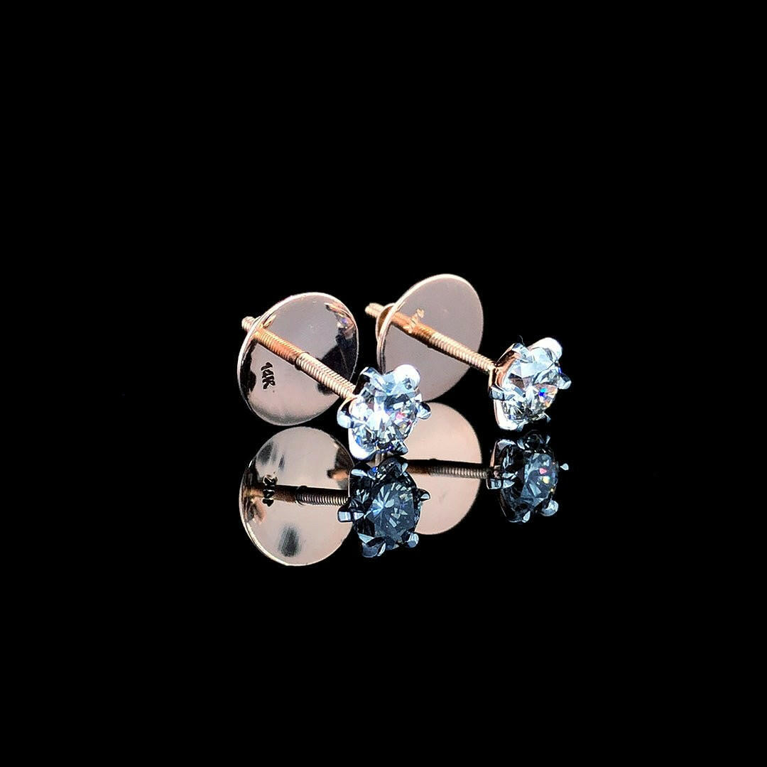 Elevate Your Elegance with 14K Gold Round Cut 1.27ct Lab-Grown Diamond Stud Earrings.