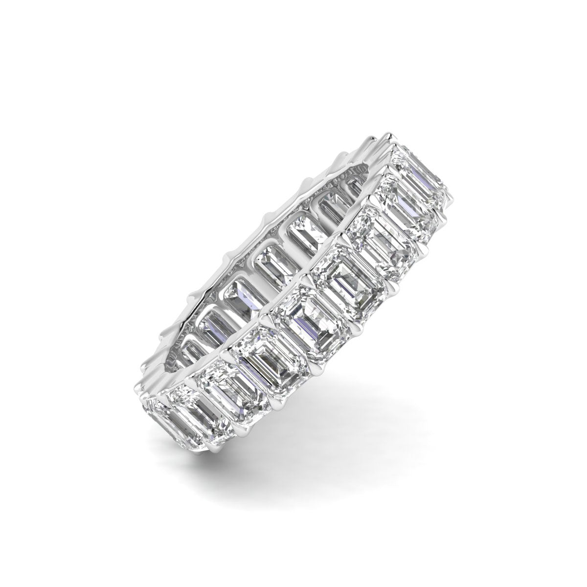 Emerald 4.00 carat Lab Grown Diamond Eternity Band in 14K White Gold.