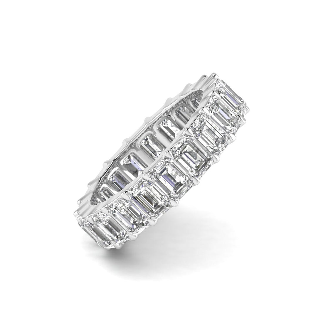 Emerald 4.00 carat Lab Grown Diamond Eternity Band in 14K White Gold.