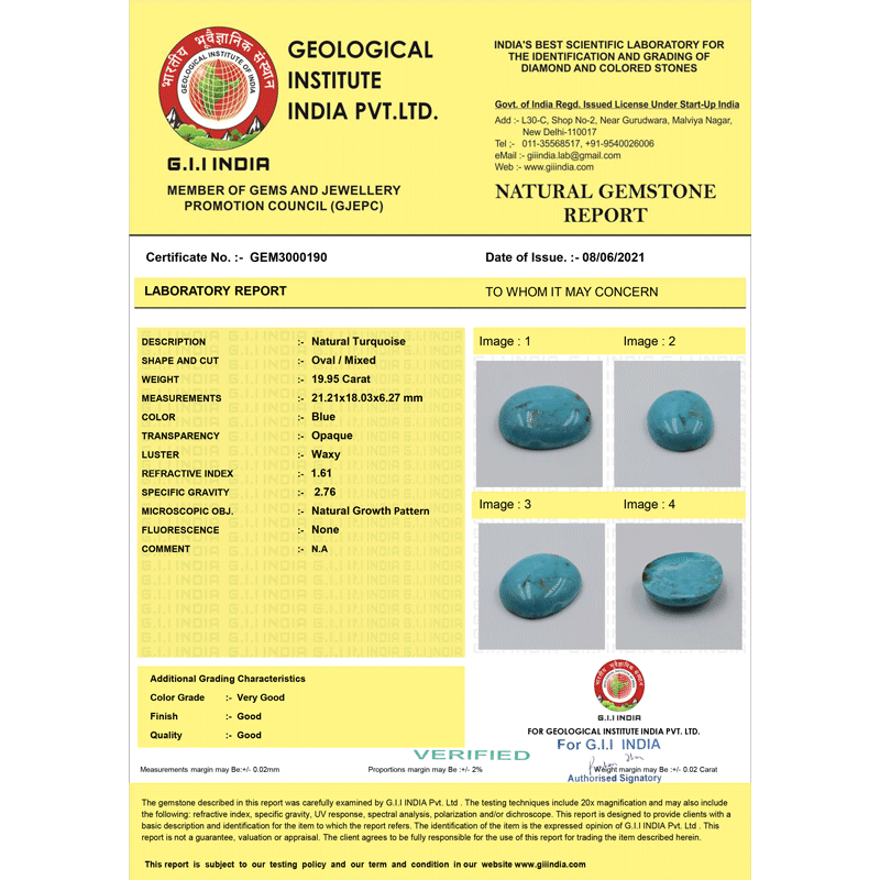 Majestic Waters: 19.95ct Turquoise Gemstone - A Symphony of Color and Calm.