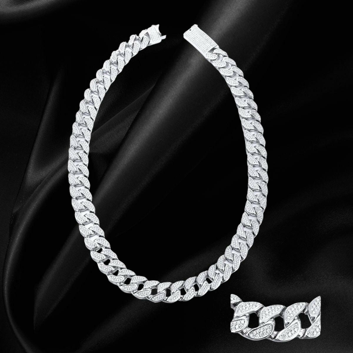 Make a Statement with 14K Gold 15ct Lab-Grown Diamond Cuban Necklace.