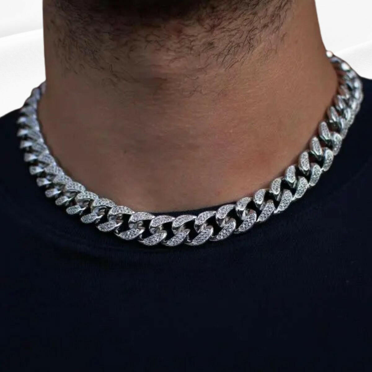 Make a Statement with 14K Gold 15ct Lab-Grown Diamond Cuban Necklace.