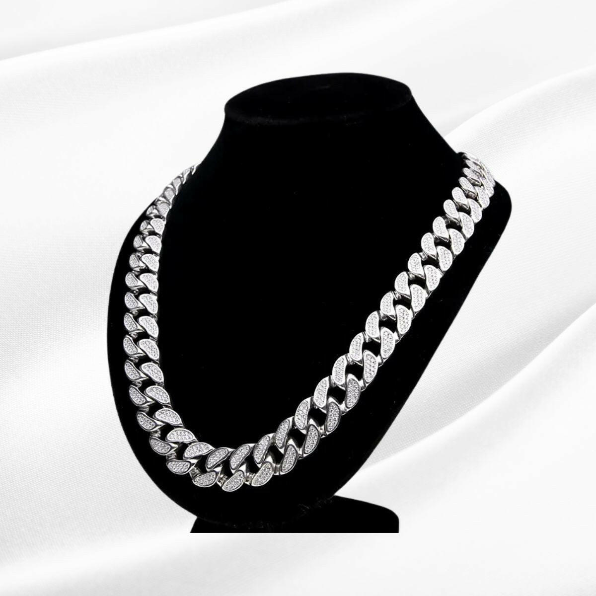 Make a Statement with 14K Gold 15ct Lab-Grown Diamond Cuban Necklace.