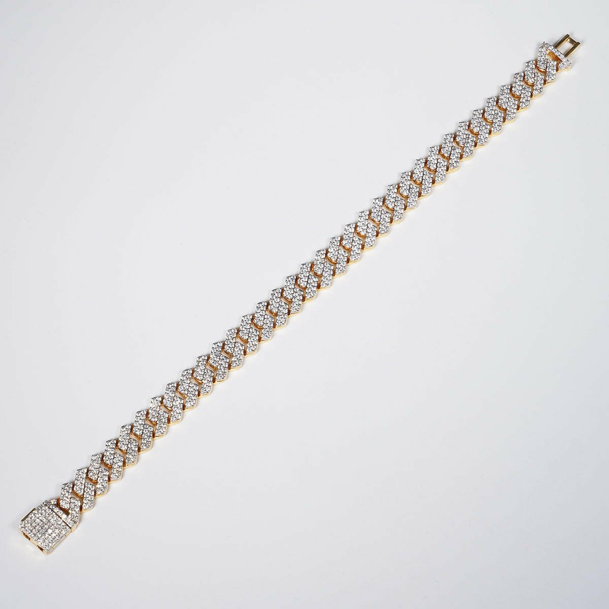 Make a Statement with Our 6.69ct Lab Grown Diamond Cuban Bracelet in 18K Yellow Gold.