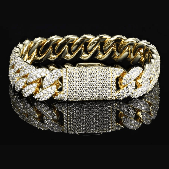 Radiant Brilliance: 14K Gold 6ct Lab-Grown Diamond Cuban Bracelet.