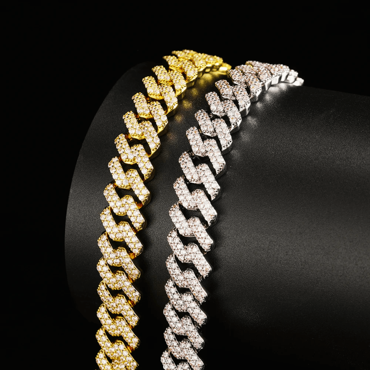 Radiant Brilliance: 14K Gold 6ct Lab-Grown Diamond Cuban Bracelet.