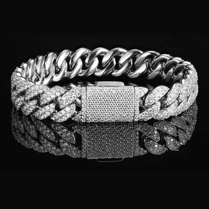 Radiant Brilliance: 14K Gold 6ct Lab-Grown Diamond Cuban Bracelet.